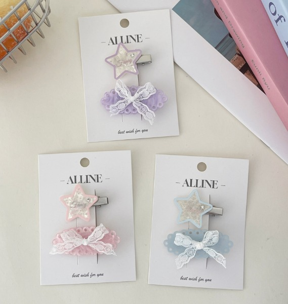 Five-pointed star bow ribbon hairpin (mixed)