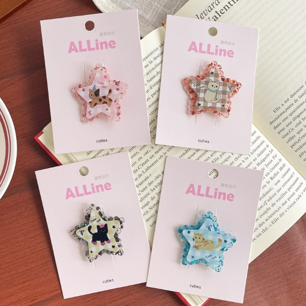 Lace five-pointed star cat hairpin