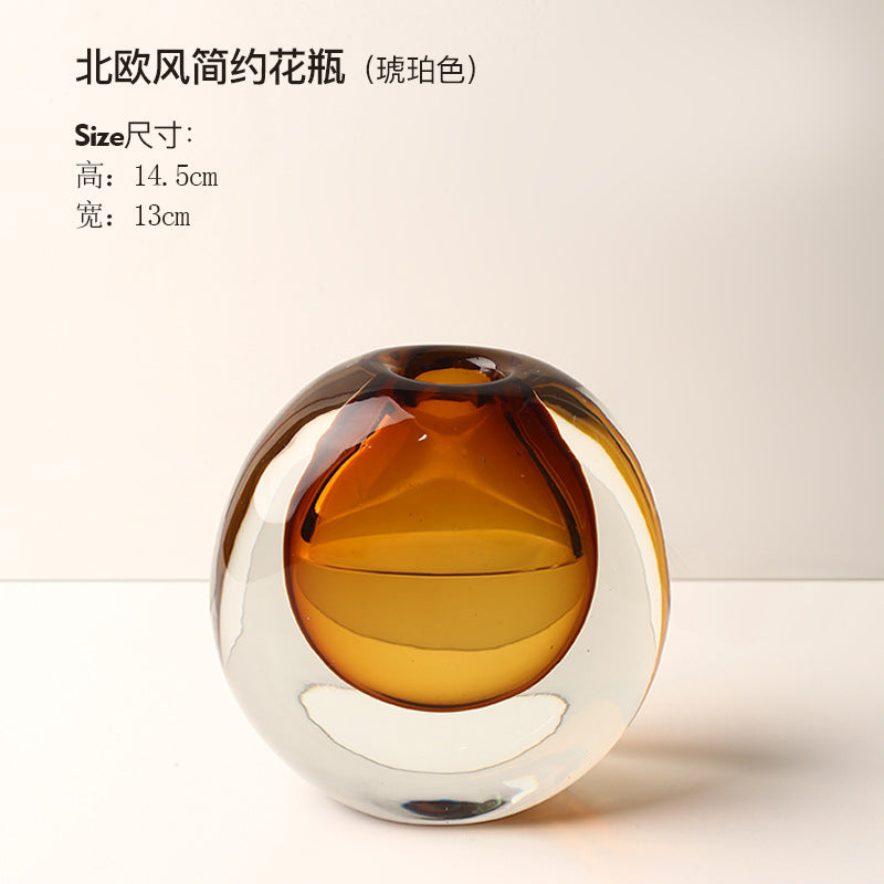 Modern light luxury glass vase ornaments creative living room flower arrangement fresh flower hydroponic dining table model room decorative flower vase