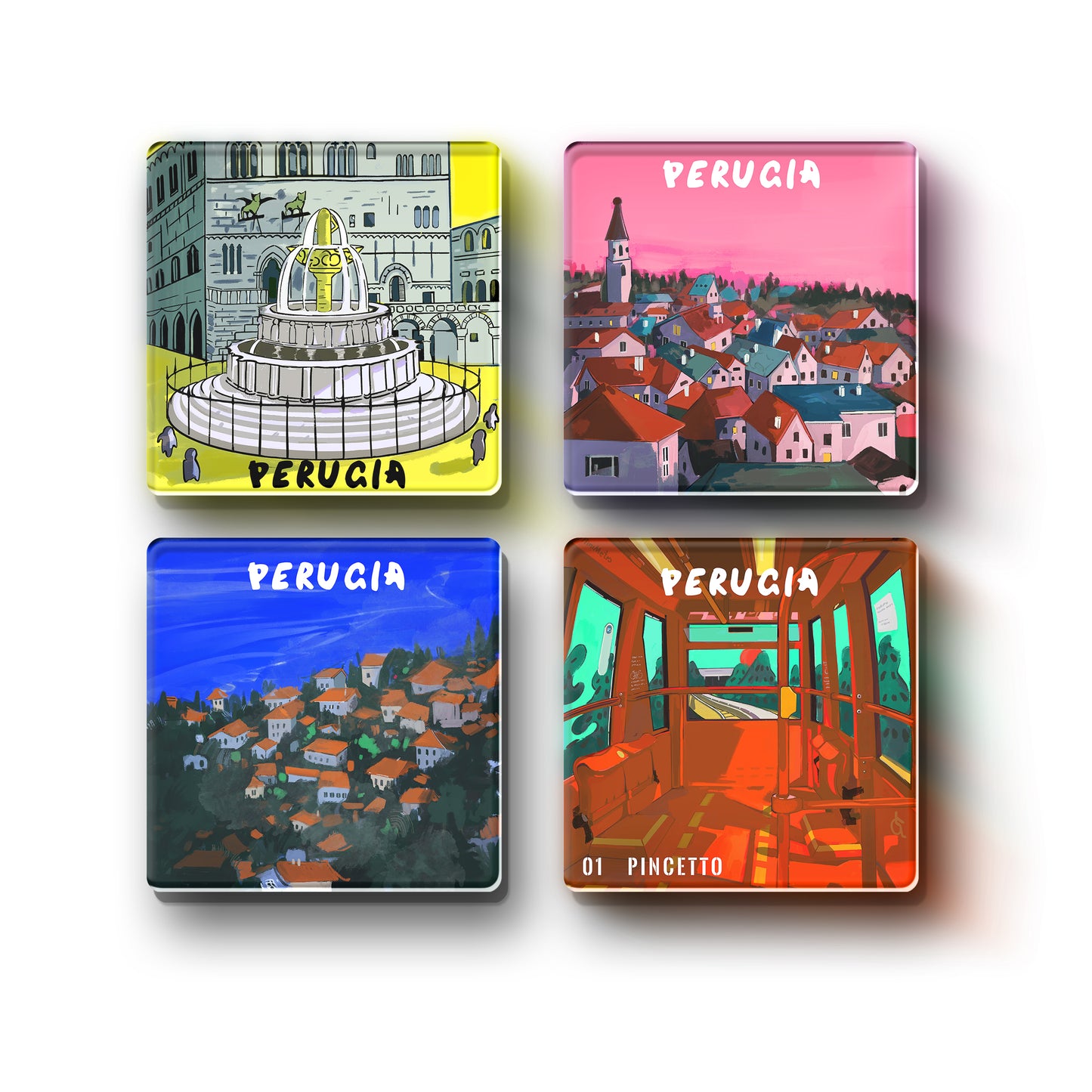 serie città perugia prodotti culturali e creativi magneti da frigorifero in acrilico Blue