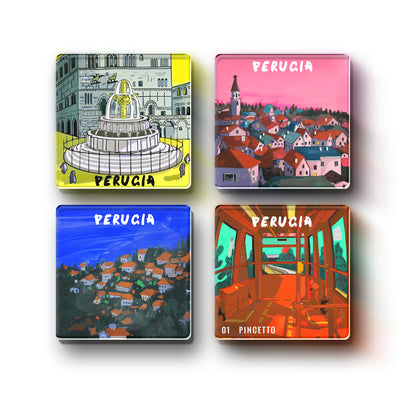 serie città perugia prodotti culturali e creativi magneti da frigorifero in acrilico Yellow