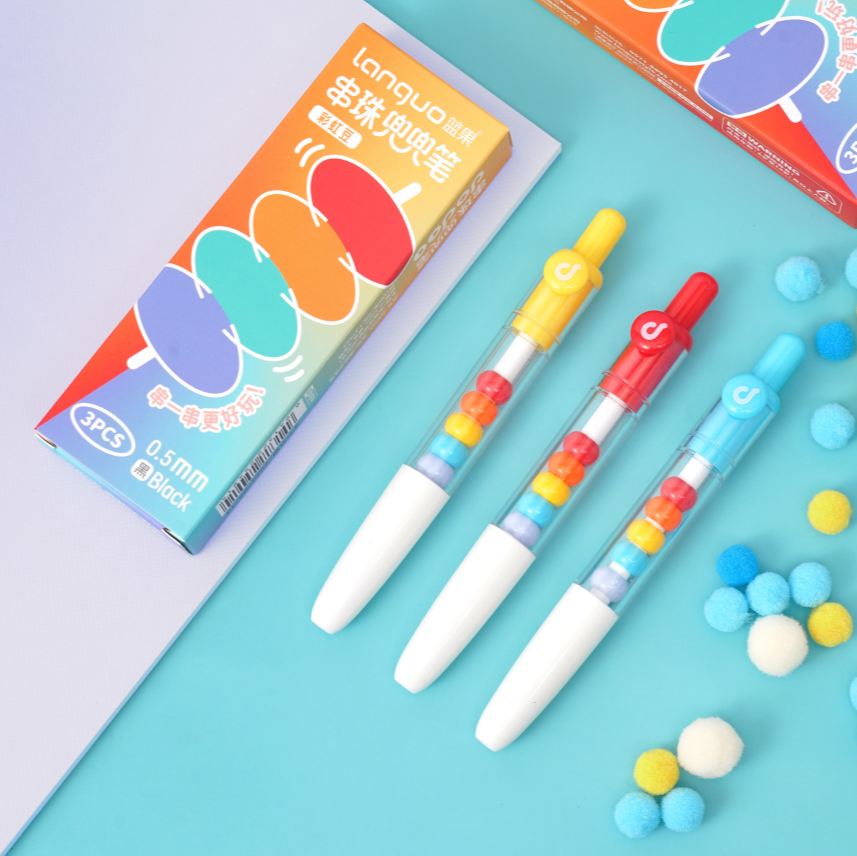 Beaded Pocket Pen (Rainbow Beans) CS Click Gel Pen