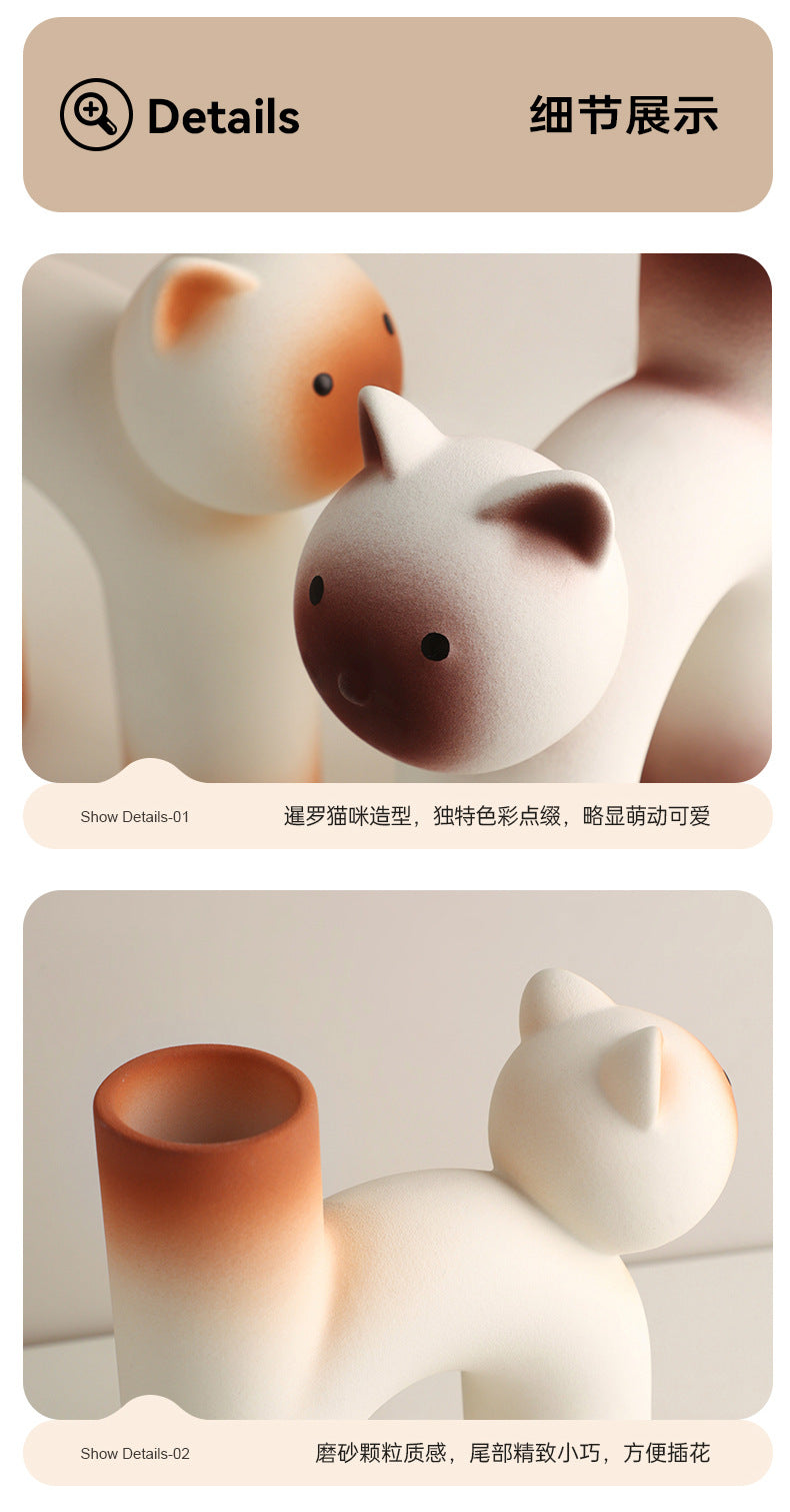 Creative French ceramic vase ornaments living room flower arrangement home dining table porch desktop cream style decoration