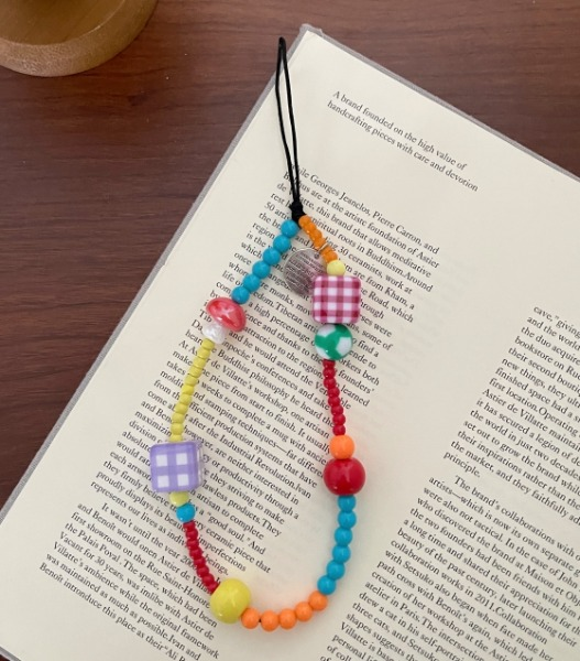 Checkered Mushroom Phone Chain