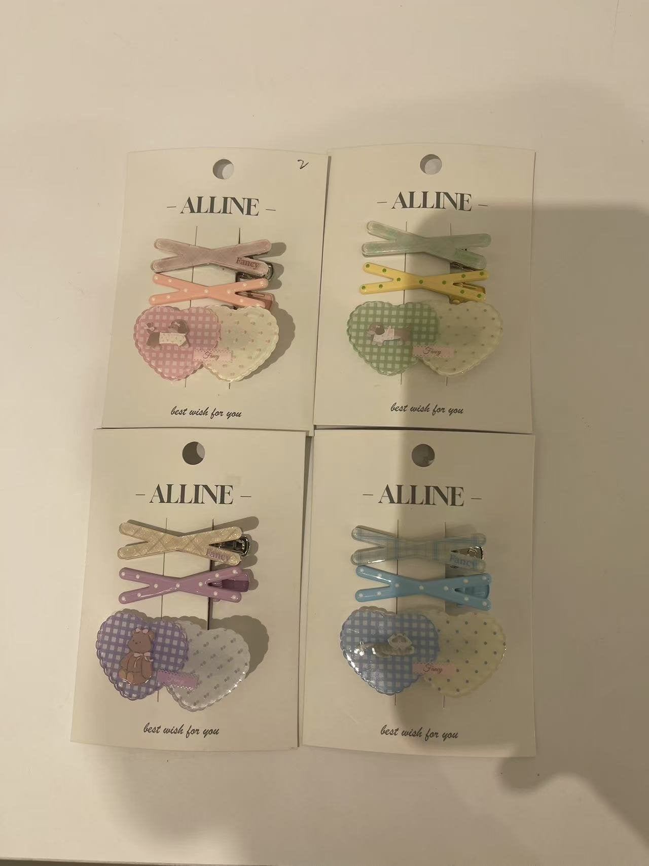 Cute pet heart polka dot cross clip