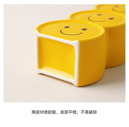 Vaso creativo in ceramica con faccina sorridente in stile crema, decorazione di alta qualità per la casa, soggiorno, composizione floreale, regalo