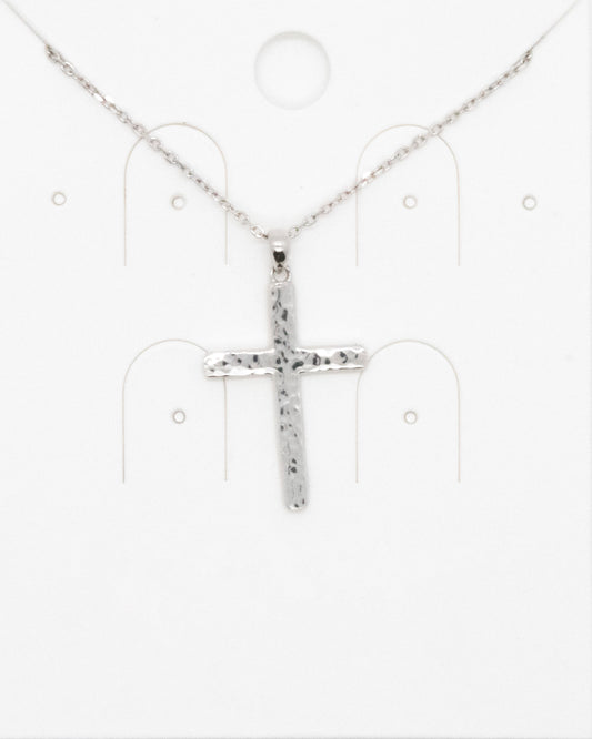 Hammered Cross Necklace