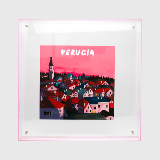 Serie Periferica Perugia dipinto acrilico appeso Pink 40cm