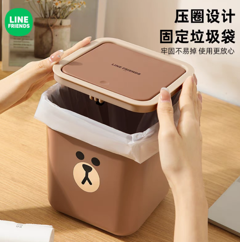 Push-type desktop trash can-BROWN