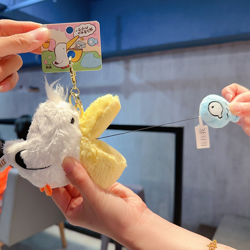 Genuine Lottery Pelican Initiation Plush Pendant - Eating Fish