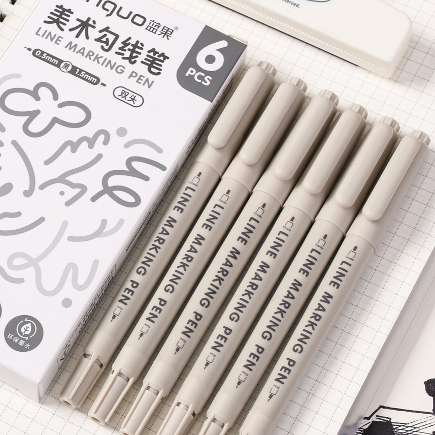 Black double-headed art pen