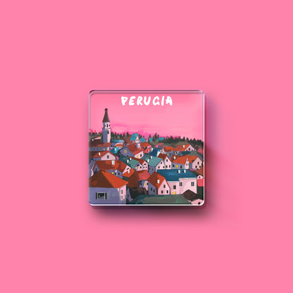 serie città perugia prodotti culturali e creativi magneti da frigorifero in acrilico Pink
