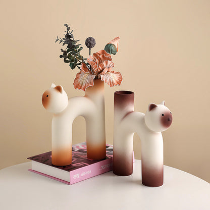 Creative French ceramic vase ornaments living room flower arrangement home dining table porch desktop cream style decoration