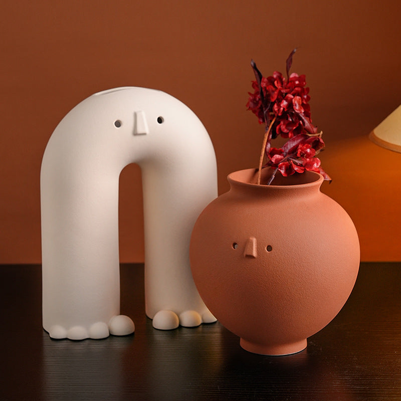 Jifeng ceramic vase high-end ornaments home living room porch desktop art flower arrangement decorations