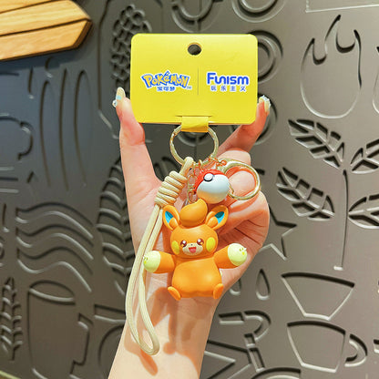 Genuine Pokémon Adventure Keychain Cute Cartoon Fire Crocodile Doll Couple Bag Pendant Small Gift