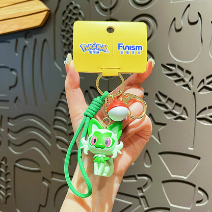 Genuine Pokémon Adventure Keychain Cute Cartoon Fire Crocodile Doll Couple Bag Pendant Small Gift