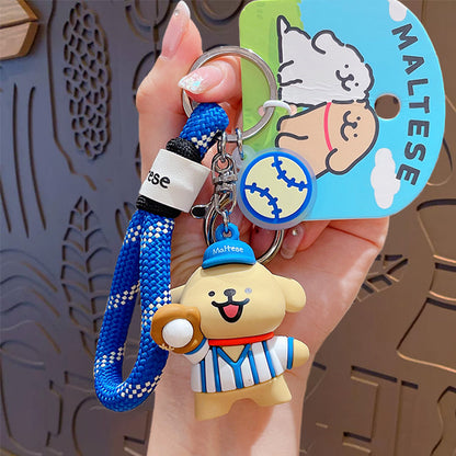 Genuine line puppy sports doll keychain bag ornaments badminton keychain pendant small gift