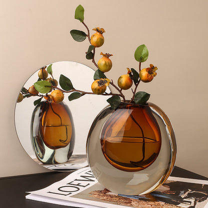 Moderno vaso di vetro di lusso leggero, ornamenti creativi per il soggiorno, composizione floreale, fiori freschi, tavolo da pranzo idroponico, modello di stanza, vaso decorativo per fiori