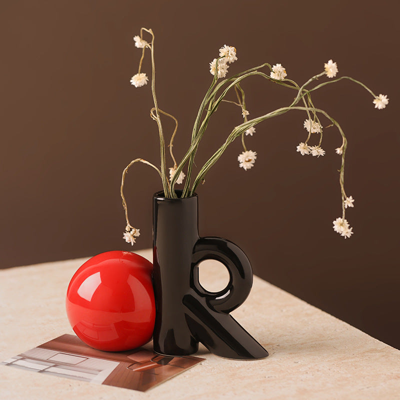 Dopamine ceramic vase high-grade sense ins style high value hydroponic flower arrangement creative geometric ornaments