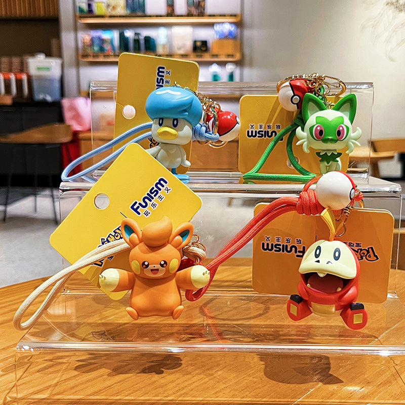 Genuine Pokémon Adventure Keychain Cute Cartoon Fire Crocodile Doll Couple Bag Pendant Small Gift