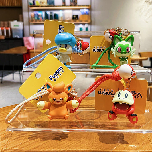 Genuine Pokémon Adventure Keychain Cute Cartoon Fire Crocodile Doll Couple Bag Pendant Small Gift