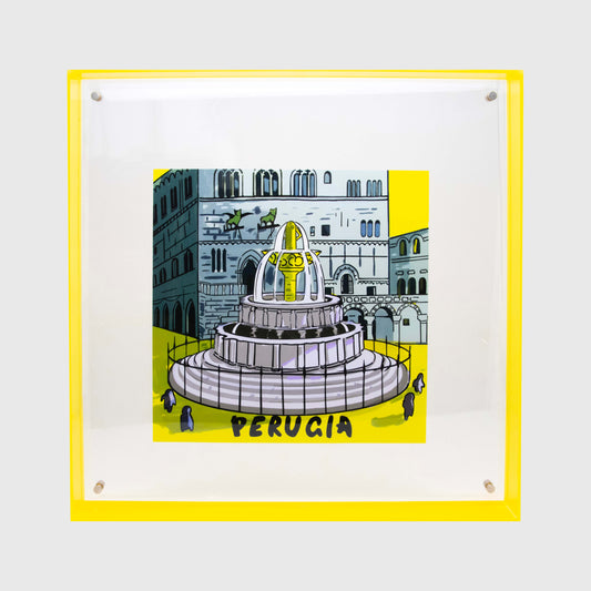 Serie Periferica Perugia dipinto acrilico appeso Yellow 40cm