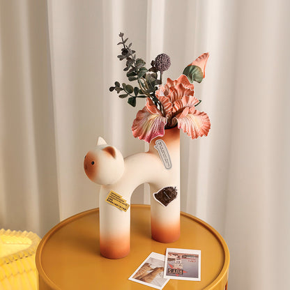 Creative French ceramic vase ornaments living room flower arrangement home dining table porch desktop cream style decoration