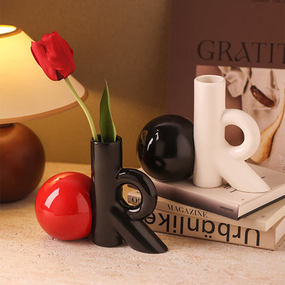 Dopamine ceramic vase high-grade sense ins style high value hydroponic flower arrangement creative geometric ornaments