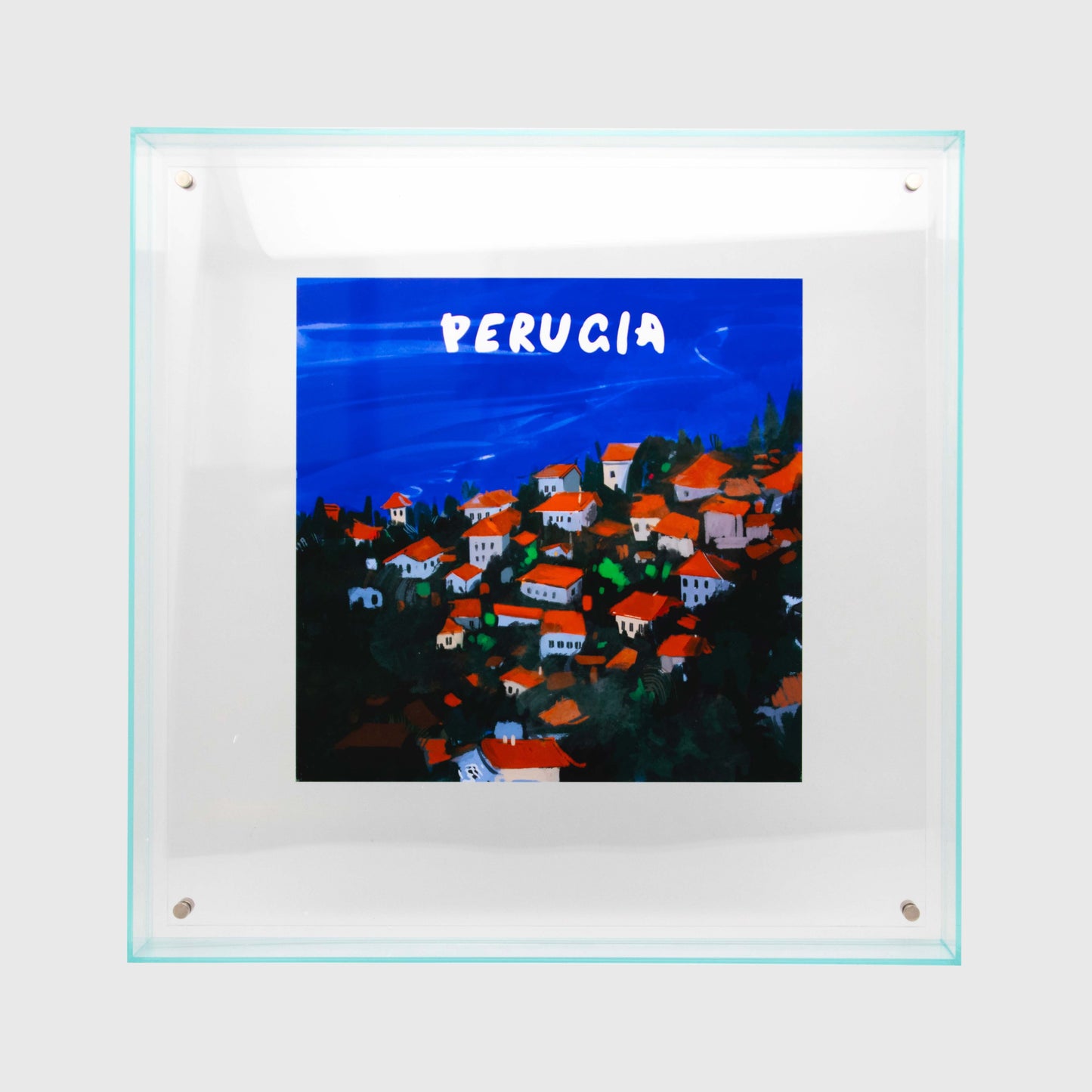 Serie Periferica Perugia dipinto acrilico appeso Blue 40cm