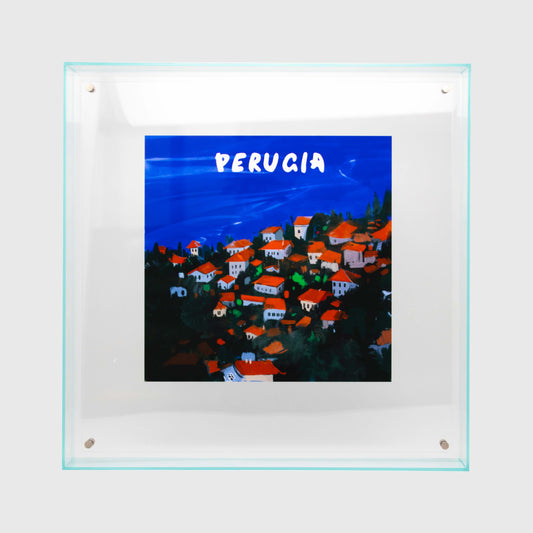 Serie Periferica Perugia dipinto acrilico appeso Blue 40cm