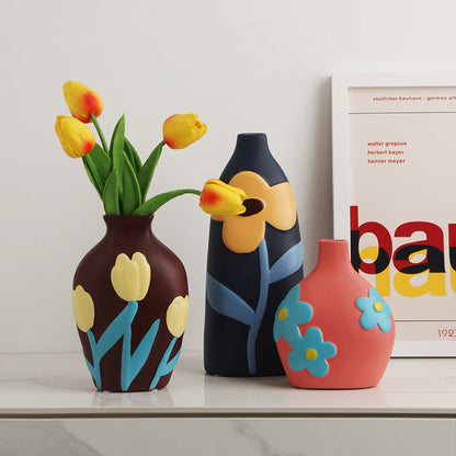 Ornamenti creativi in ​​ceramica dipinta in stile Wabi-sabi, per composizioni floreali in soggiorno, per porta TV, per veranda