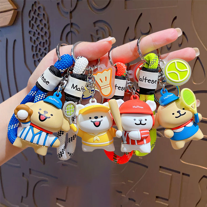Genuine line puppy sports doll keychain bag ornaments badminton keychain pendant small gift