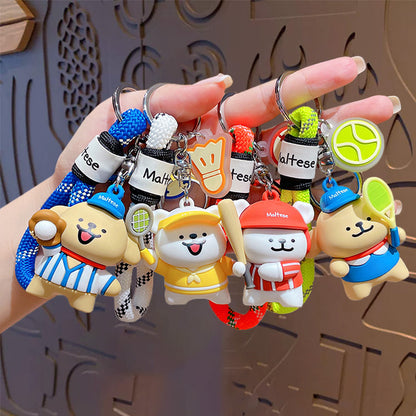 Genuine line puppy sports doll keychain bag ornaments badminton keychain pendant small gift