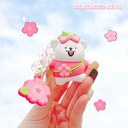 Genuine line puppy spring cherry blossom girl heart keychain small pendant couple small gift backpack pendant jewelry