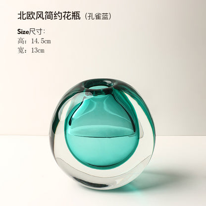 Moderno vaso di vetro di lusso leggero, ornamenti creativi per il soggiorno, composizione floreale, fiori freschi, tavolo da pranzo idroponico, modello di stanza, vaso decorativo per fiori