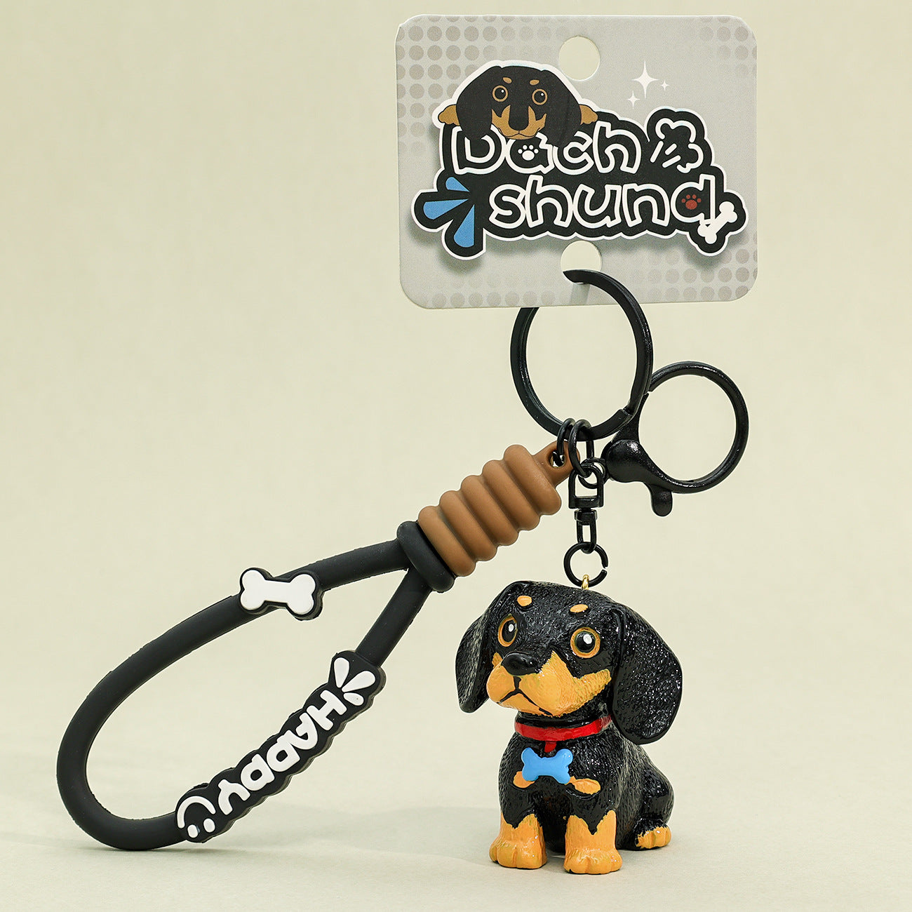 Dachshund-[Black] Genuine resin dachshund pendant exquisite doll student schoolbag pendant creative gift puppy keychain