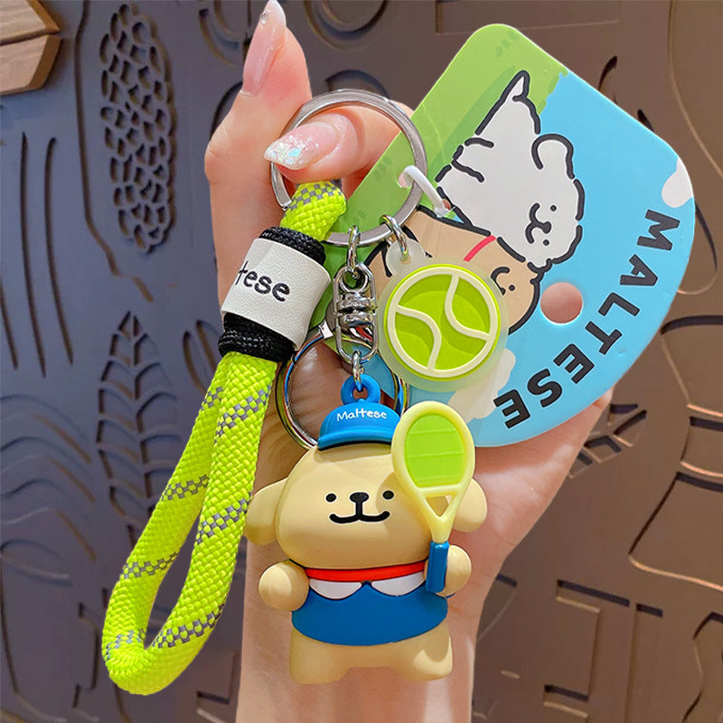 Genuine line puppy sports doll keychain bag ornaments badminton keychain pendant small gift