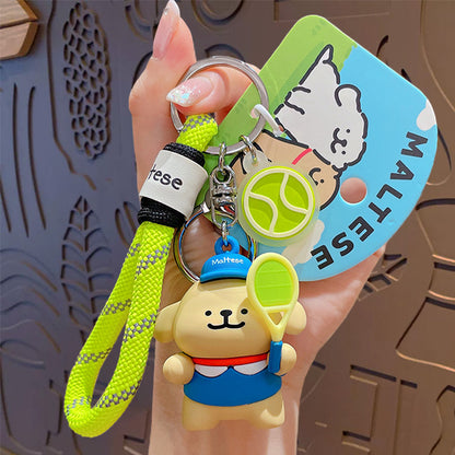 Genuine line puppy sports doll keychain bag ornaments badminton keychain pendant small gift
