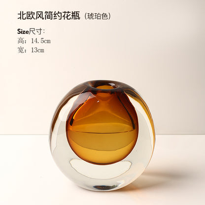 Moderno vaso di vetro di lusso leggero, ornamenti creativi per il soggiorno, composizione floreale, fiori freschi, tavolo da pranzo idroponico, modello di stanza, vaso decorativo per fiori