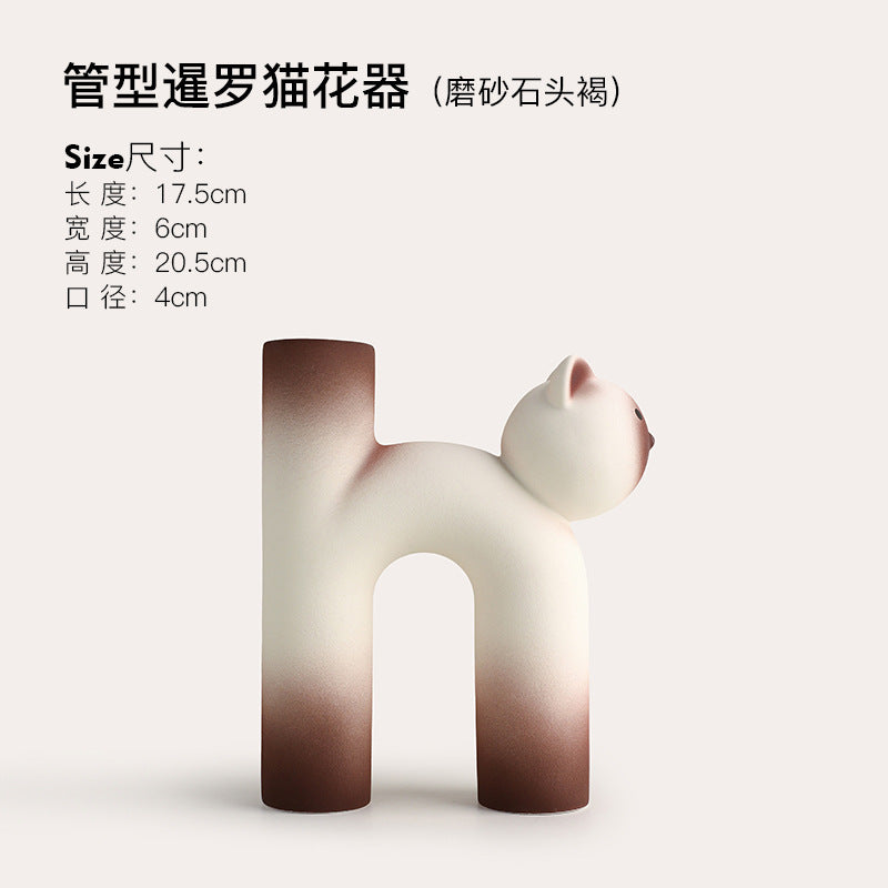 Creative French ceramic vase ornaments living room flower arrangement home dining table porch desktop cream style decoration