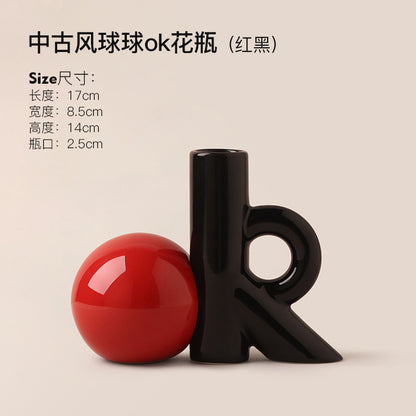 Dopamine ceramic vase high-grade sense ins style high value hydroponic flower arrangement creative geometric ornaments