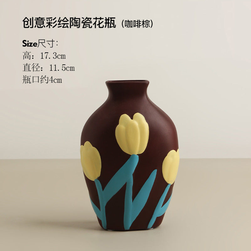 Ornamenti creativi in ​​ceramica dipinta in stile Wabi-sabi, per composizioni floreali in soggiorno, per porta TV, per veranda