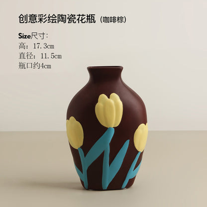 Ornamenti creativi in ​​ceramica dipinta in stile Wabi-sabi, per composizioni floreali in soggiorno, per porta TV, per veranda