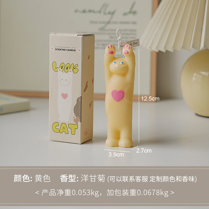 Raise your hand cat candle