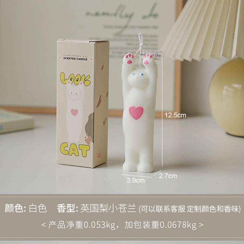 Raise your hand cat candle