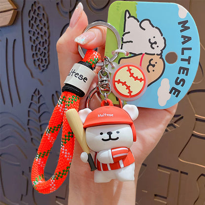 Genuine line puppy sports doll keychain bag ornaments badminton keychain pendant small gift