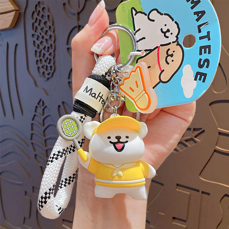 Genuine line puppy sports doll keychain bag ornaments badminton keychain pendant small gift
